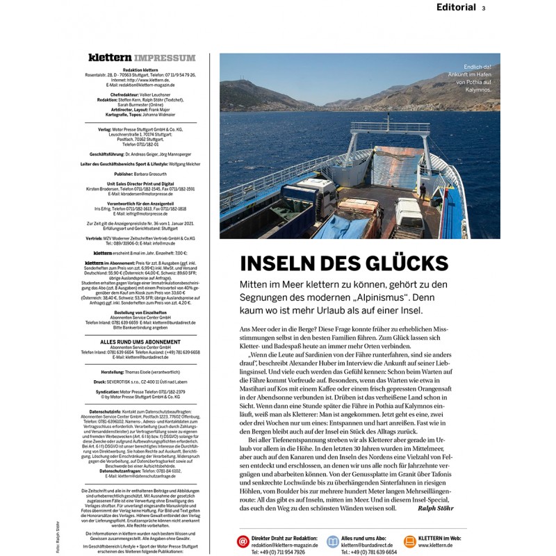 Sonderheft klettern auf Inseln